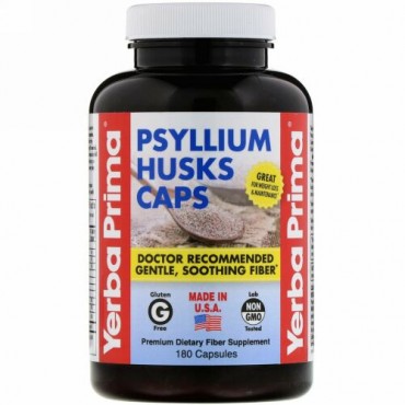 Yerba Prima, オオバコ外皮カプセル、625 mg、180カプセル