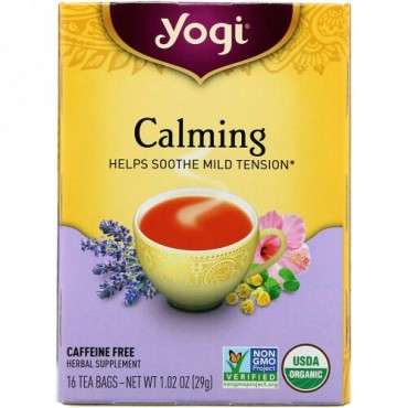 Yogi Tea, オーガニック・コーミング, カフェインフリー, ティーバッグ 16 袋, 1.02 オンス (29 g)