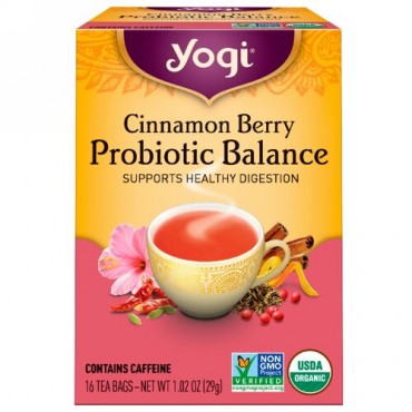 Yogi Tea, オーガニッククランベリースパイスプロバイオティクバランス、16ティーバッグ、1.02オンス (29 g) (Discontinued Item)