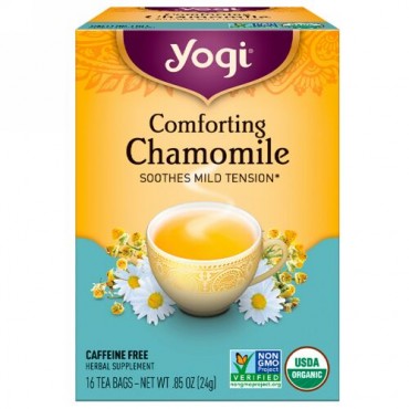 Yogi Tea, カンフォーティング･カモミール、カフェインフリー、16ティーバッグ、 .85 oz (24 g)