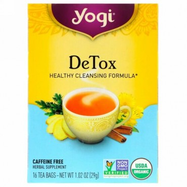 Yogi Tea, ディトックス, カフェインフリー, 16ティーバッグ, 1.02oz（29 g）