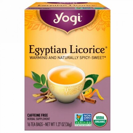 Yogi Tea, エジプトリコリス（甘草）, カフェインフリー, 16ティーバッグ, 1.27oz（36 g）