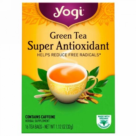 Yogi Tea, 緑茶スーパー抗酸化剤（Green Tea Super Antioxidant）, 16ティーバッグ, 1.12オンス（32 g）