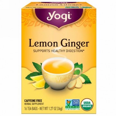 Yogi Tea, レモンショウガ, カフェインフリー, 16ティーバッグ, 1.27oz（36 g）