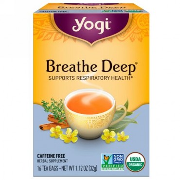 Yogi Tea, オーガニック, ブリーズディープ, カフェインフリー, 16ティーバッグ, 1.12oz（32 g）