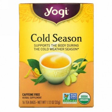 Yogi Tea, オーガニック, 寒い季節, カフェインフリー, 16ティーバッグ, 1.12オンス（32 g）