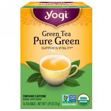 Yogi Tea, ピュア グリーン、 グリーンティー、 16 ティーバッグ、 1.09 oz (31 g) (Discontinued Item)