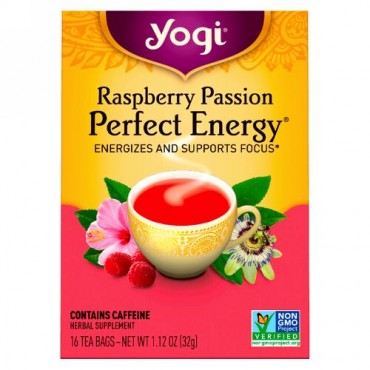 Yogi Tea, ラズベリーパッション、パーフェクトエナジー、ティーバッグ 16個、1.12 oz (32 g)