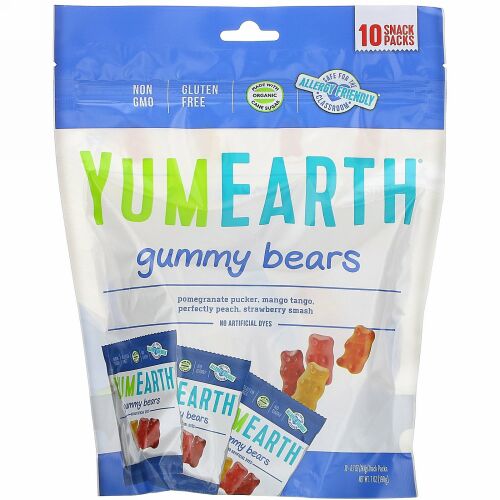 YumEarth, グミーベアーズ、詰合わせ、スナックパック10袋、各0.7 oz (19.8 g)