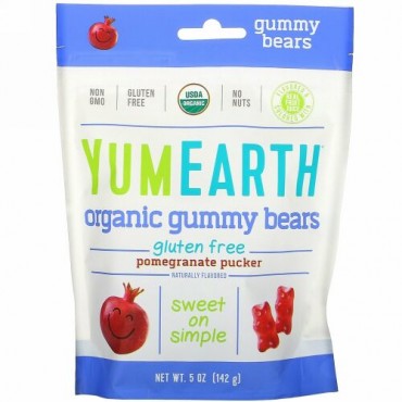 YumEarth, グミベア、ザクロ、5 oz (142 g)