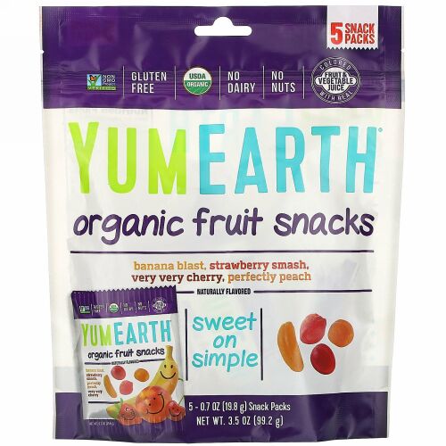 YumEarth, オーガニックフルーツスナック、5袋、各0.7 oz (19.8 g)