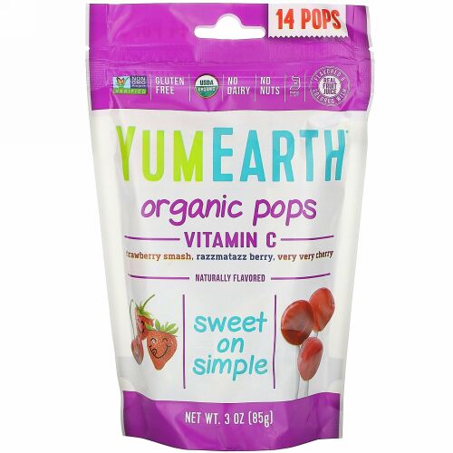 YumEarth, オーガニックビタミンCポップス、14本、85g（3oz）