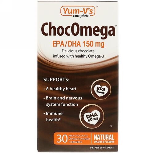 YumV's, ChocOmega EPA / DHA、ミルクチョコレート、オレンジフレーバー、150 mg、30チュアブル (Discontinued Item)