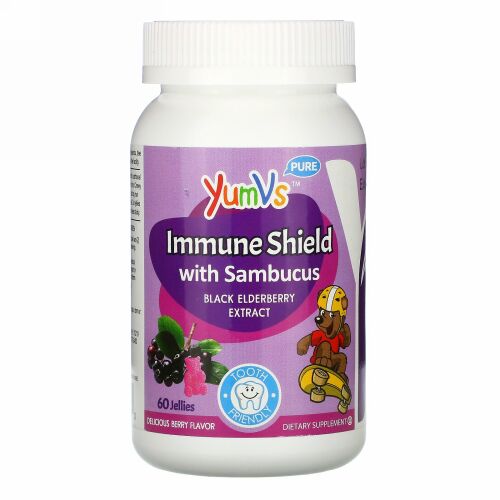 YumV's, Immune Shield with Sambucus, Delicious Berry Flavor, 60 Jelly Bears