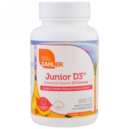 Zahler, ジュニアD3、アドバンス・ビタミンD3フォーミュラ、オレンジ、1,000 IU、120チュアブル錠 (Discontinued Item)