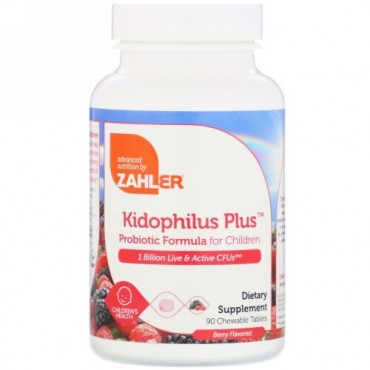 Zahler, Kidophilus Plus, Probiotic Formula For Children, Berry, 90 Chewable Tablets