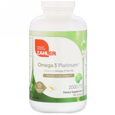 Zahler, Omega 3 Platinum, Advanced Omega 3 Fish Oil, 2,000 mg, 360 Softgels (Discontinued Item)