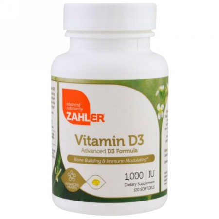 Zahler, ビタミンD3、アドバンスD3配合、1,000IU、120ソフトゲル (Discontinued Item)
