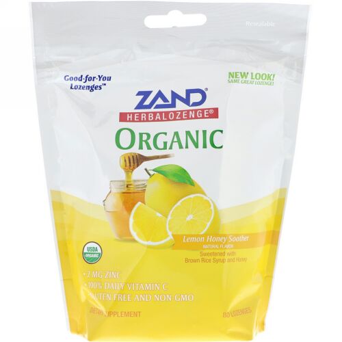Zand, オーガニック・ハーブトローチ、レモン・ハニーの癒し、80個 (Discontinued Item)