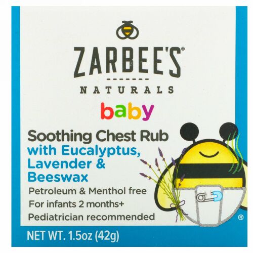 Zarbee's, ベビー、ユーカリ、ラベンダー、ミツロウ配合スージングチェストラブ、42g（1.5oz）