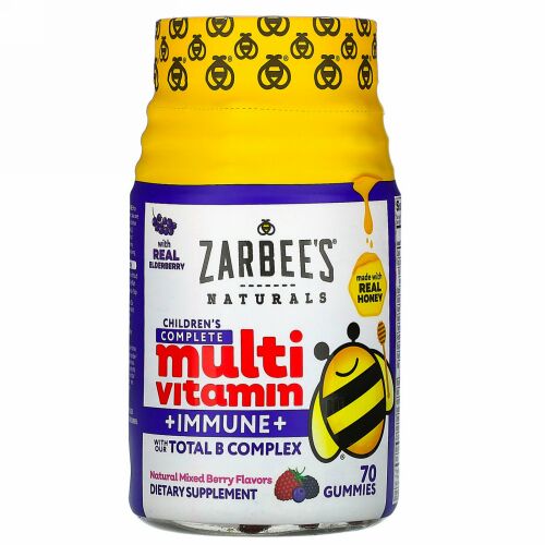 Zarbee's, 子供用完全マルチビタミン + 免疫、天然ミックスベリーフレーバー、70グミ