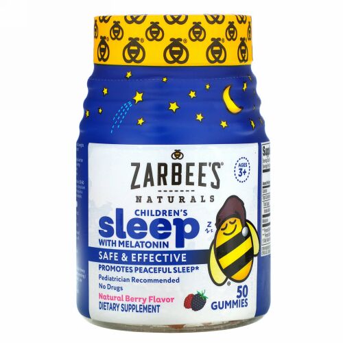 Zarbee's, メラトニン配合子ども用睡眠サプリメント、天然ベリー味、3歳以上、グミ50粒