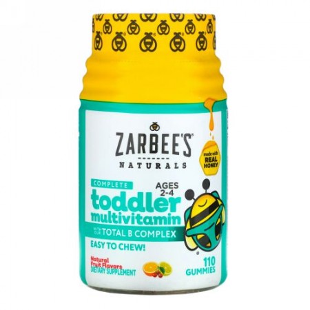 Zarbee's, Complete Toddler Multivitamin, Ages 2-4, Natural Fruit Flavors, 110 Gummies