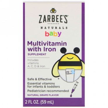 Zarbee's, ナチュラルズ、乳児用、鉄分入りマルチビタミン、天然ブドウ風味、59ml（2液量オンス） (Discontinued Item)