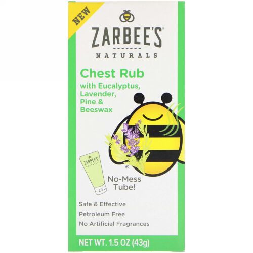 Zarbee's, 天然、ユーカリ配合胸用バーム、ラベンダー、パイン・ビーズワックス、1.5 oz (43 g) (Discontinued Item)