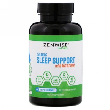Zenwise Health, メラトニン入りカーミングスリープサポート、植物性カプセル60粒