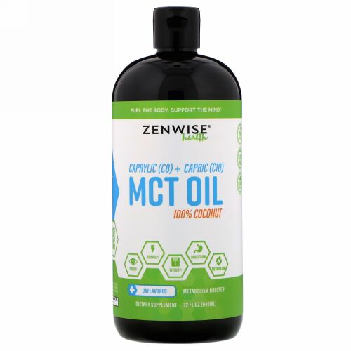 Zenwise Health, カプリル(C8) + カプリン(C10) MCT オイル、100%ココナツ、無香料、32 fl oz (946 ml)