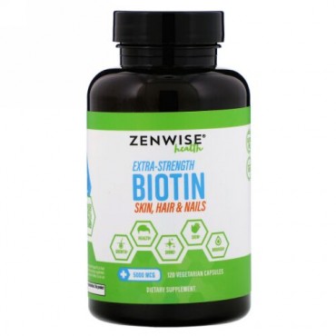 Zenwise Health, Extra-Strength Biotin, 5,000 mcg, 120 Vegetarian Capsules (Discontinued Item)