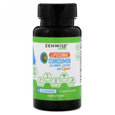Zenwise Health, Liposomal Curcumin plus Ginger + Shiitake with Qmin+, 30 Vegetarian Capsules (Discontinued Item)