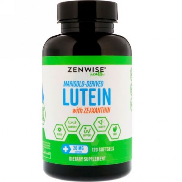 Zenwise Health, マリーゴールド由来のルテイン、ゼアキサンチン、20mg、ソフトゲル120粒 (Discontinued Item)