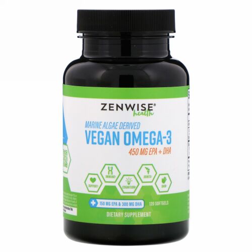 Zenwise Health, Marine Algae Derived Vegan Omega-3, 120 Softgels