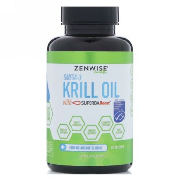 Zenwise Health, オメガ3、スパーバブースト入りオキアミ油、ソフトジェル60個 (Discontinued Item)