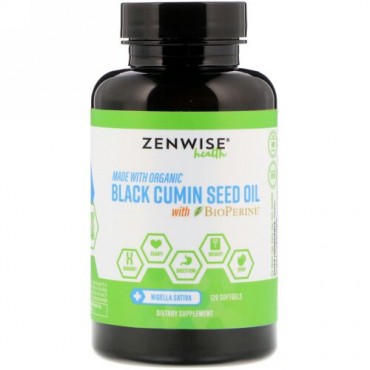 Zenwise Health, オーガニック、ブラッククミンシードオイル、バイオペリン配合、ソフトジェル120個 (Discontinued Item)