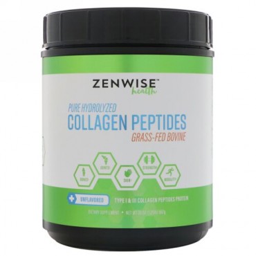 Zenwise Health, ピュア、加水分解コラーゲンペプチド、牧草飼育牛、無香料、20 oz (567 g) (Discontinued Item)
