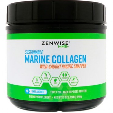 Zenwise Health, サステナブル・マリンコラーゲン、無香料、12 oz (340 g) (Discontinued Item)