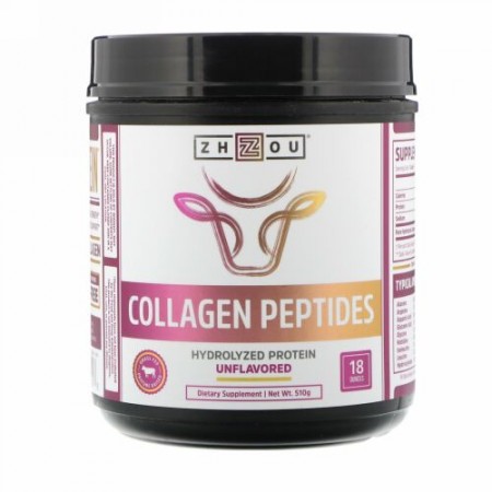 Zhou Nutrition, コラーゲンペプチド、加水分解プロテイン、無味、18オンス (510 g)