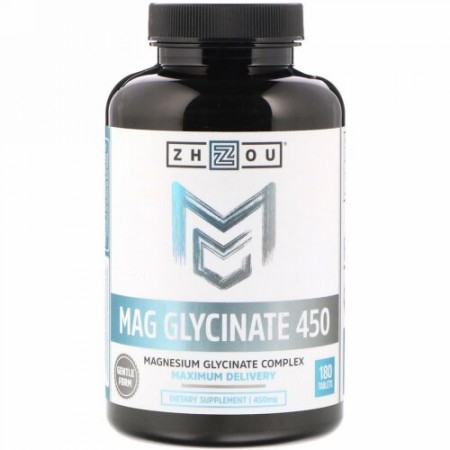 Zhou Nutrition, マググリシネート450、450mg、180錠