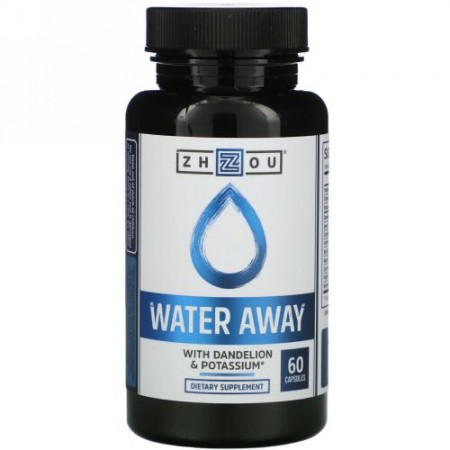 Zhou Nutrition, ウォーターアウェイ（Water Away）シリーズ タンポポ&カリウム、カプセル60錠