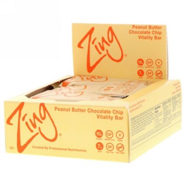 Zing Bars, Vitality Bar, Peanut Butter Chocolate Chip, 12 Bars, 1.76 oz (50 g) Each (Discontinued Item)