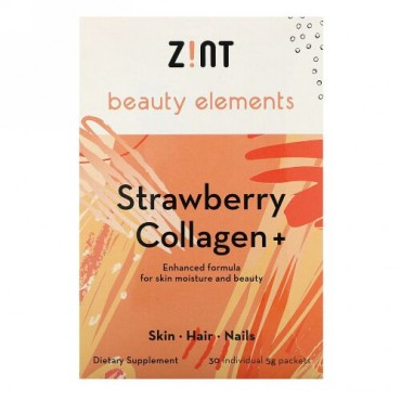 Zint, ストロベリーコラーゲン +、30個別パケット、各5 g (Discontinued Item)