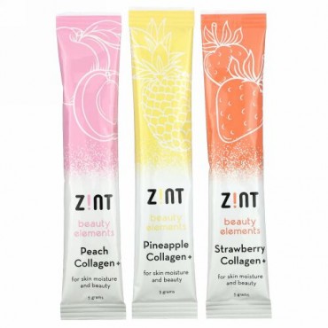 Zint, スイートコラーゲン+ ストロベリー、パイナップル、ピーチ、個別パック、各5 g