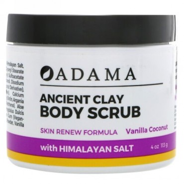 Zion Health, Adama, Ancient Clay, Body Scrub, Vanilla Coconut, 4 oz (113 g) (Discontinued Item)