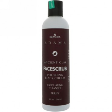 Zion Health, アダマ、古代のクレイ、フェイススクラブ、艶が出るブラックチェリー、8 fl oz (236 ml) (Discontinued Item)