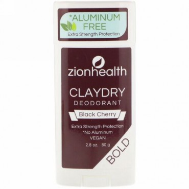 Zion Health, ボールド、クレイドライデオドラント、ブラックチェリー、2.8オンス (80 g)