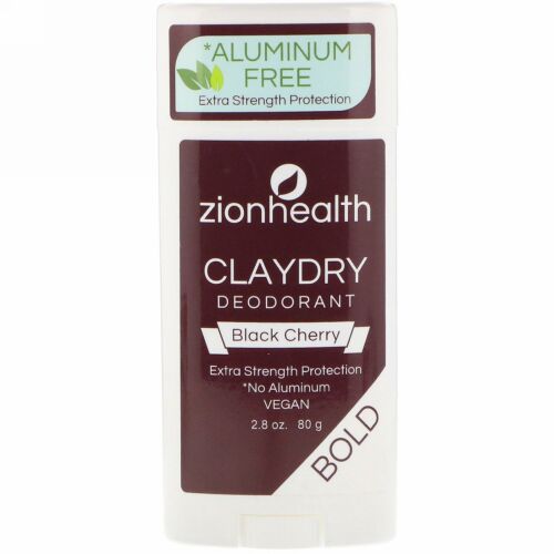 Zion Health, ボールド、クレイドライデオドラント、ブラックチェリー、2.8オンス (80 g)