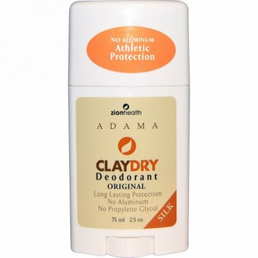 Zion Health, クレイ ドライデオドラント、 オリジナルシルク、 2.5 oz (75 ml) (Discontinued Item)